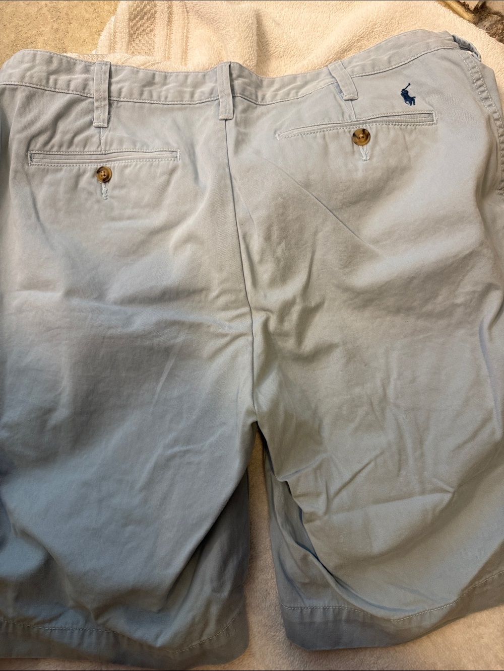 Ralph Lauren Light Blue and Cream Chino Shorts - Picture 3 of 3